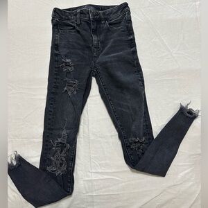 American Eagle SUPER STRETCH black distressed jeans
